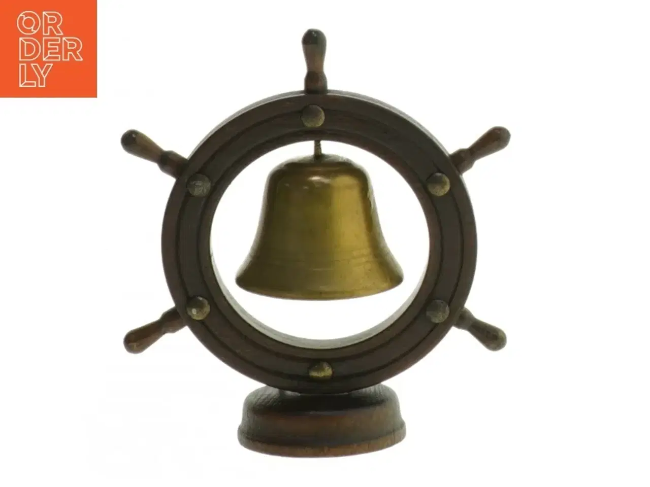 Billede 1 - Antikt skibs ror med klokke (str. Ø 10 cm)