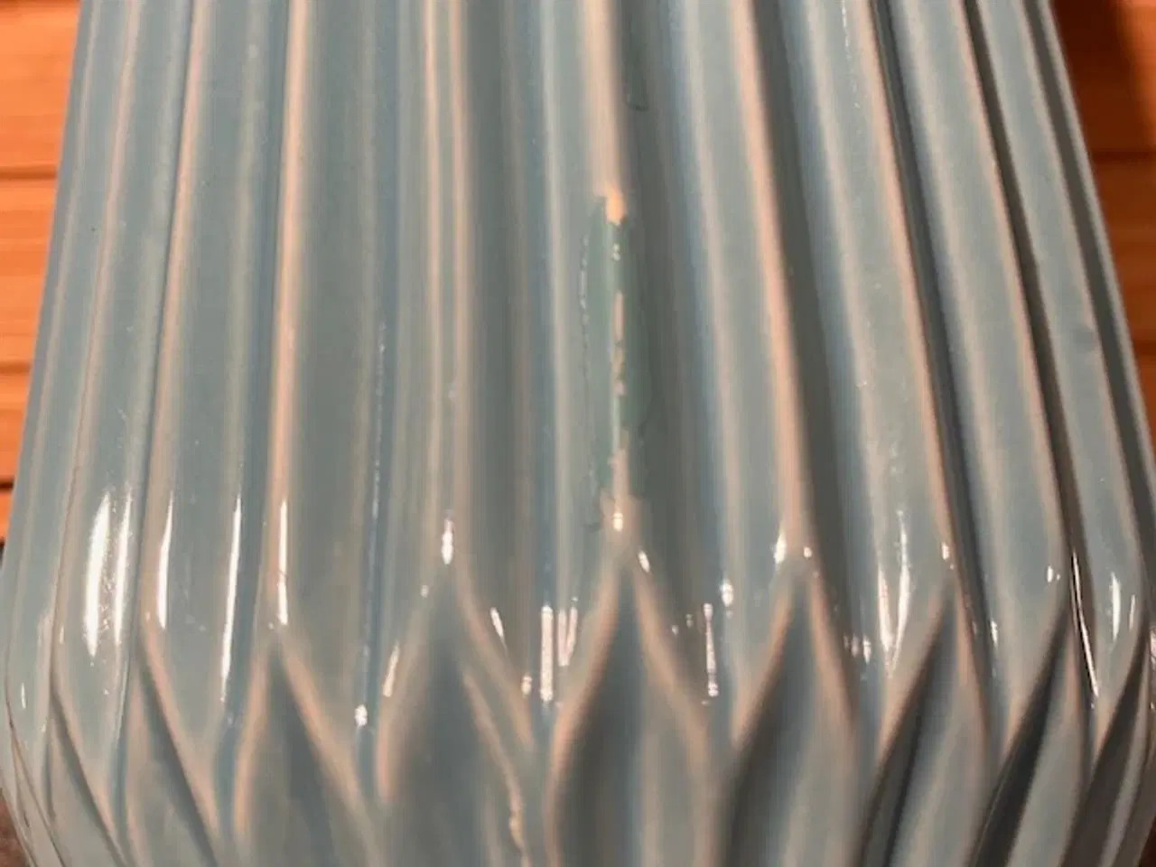 Billede 7 - Stor vintage vase – Turkis kanneleret porcelæn