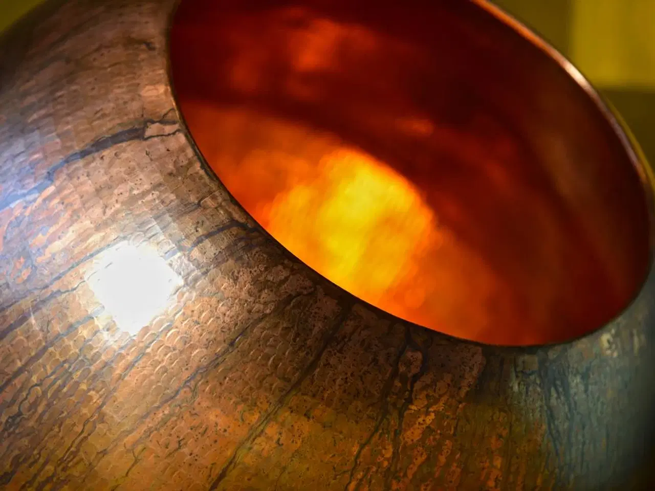 Billede 3 - Brun kobberlampe 45 cm loftslampe