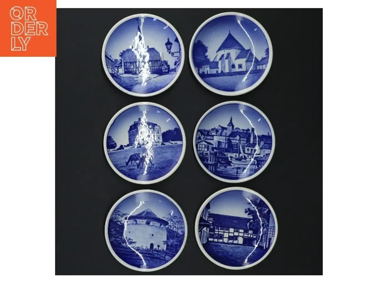 Billede 1 - Sæt med 6 dekorative porcelænsplatter (str. Ø. 8,5 cm) fra Aluminia