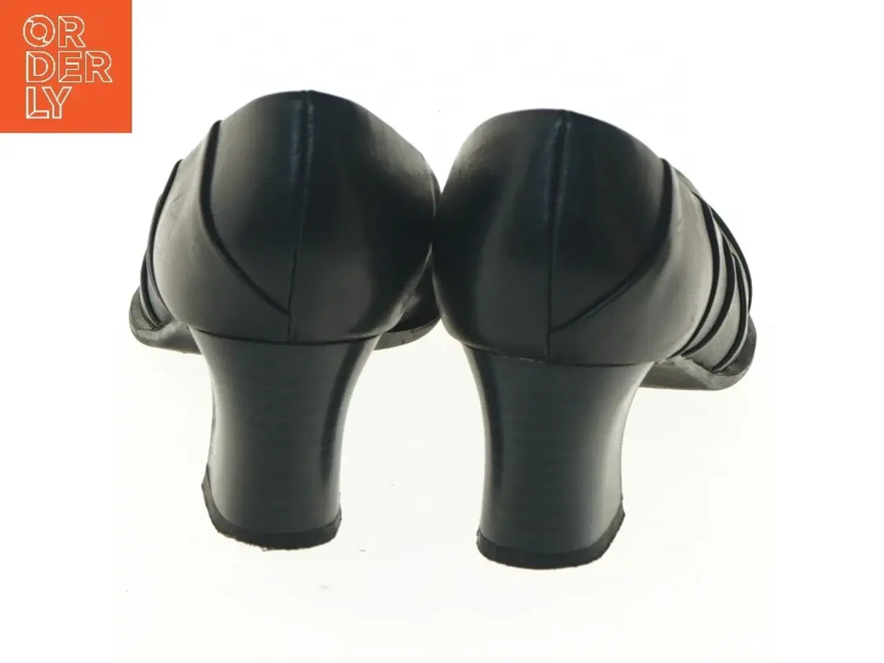 Billede 5 - Sorte lædersko med hæl, størrelse 37 (str. 37 )