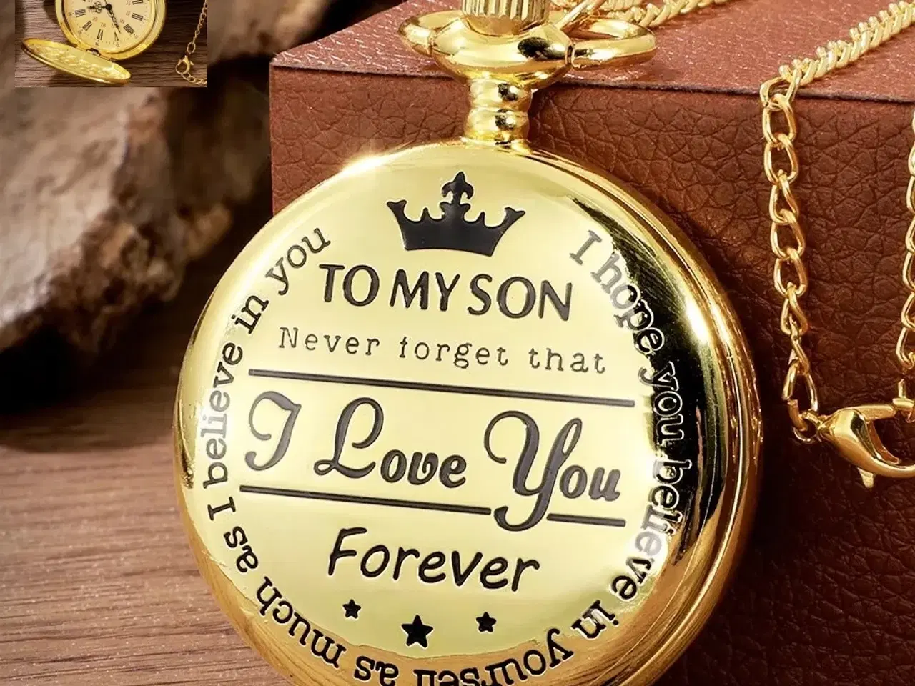 Billede 1 - * Sødt lille lommeur - med To my son - I love you