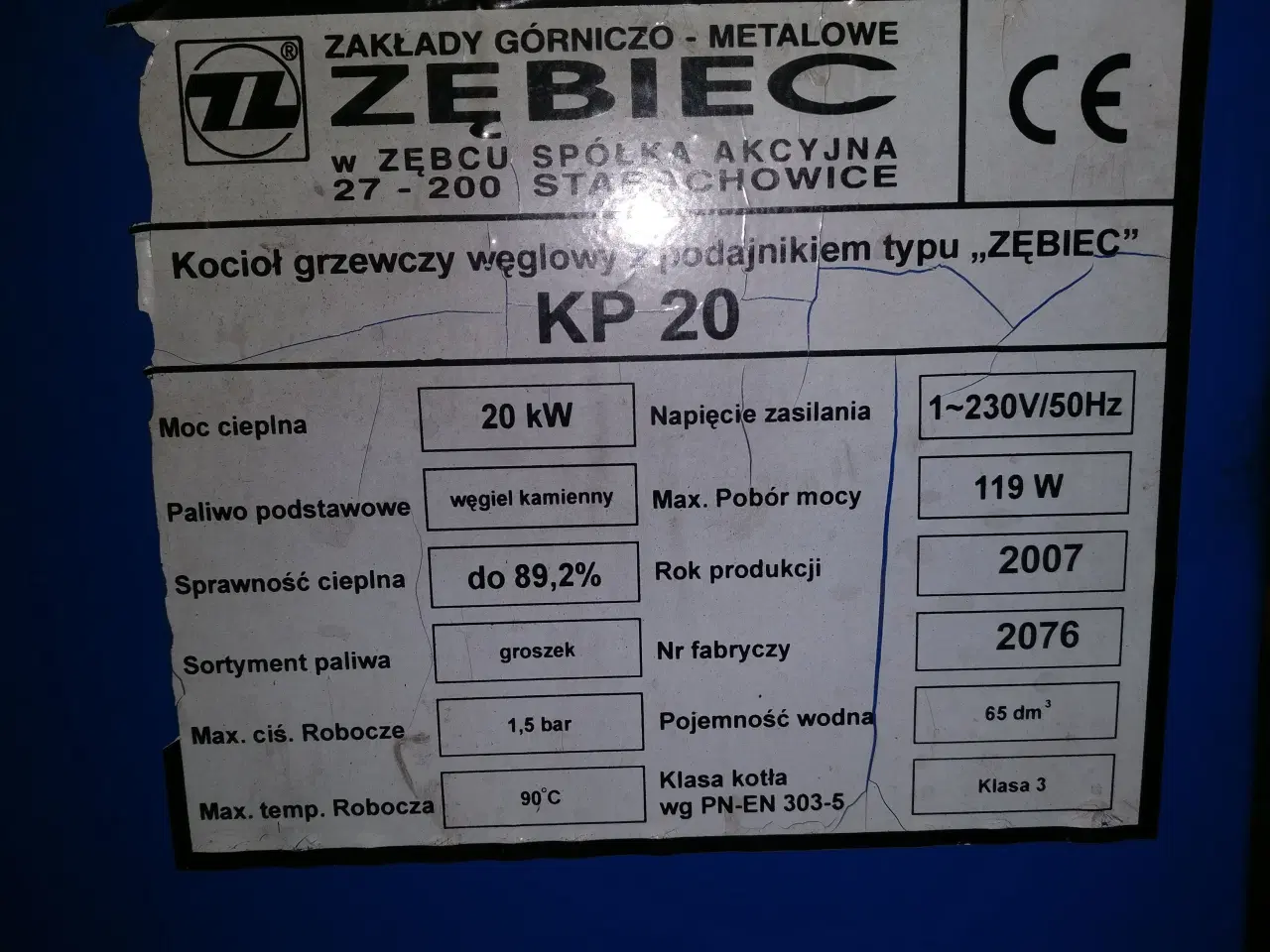 Billede 1 - Dele til ZEBIEC KP20 Pillefyr