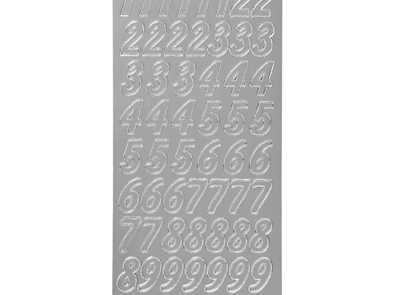 Billede 1 - Stickers, tal, ark 10x23 cm, sølv, 1 ark