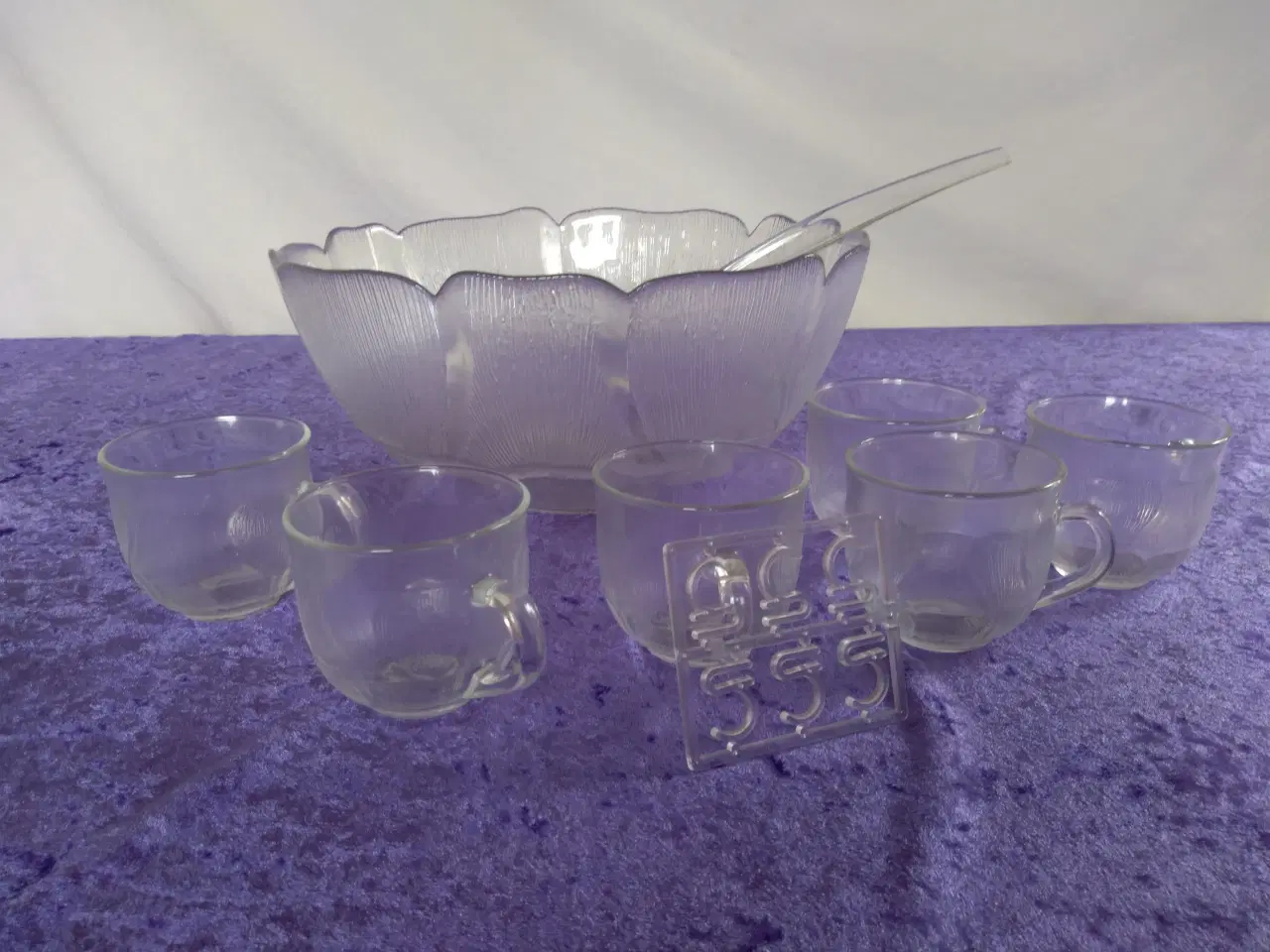 Billede 2 - Glas punch bowle FLEUR m. 6 glaskopper