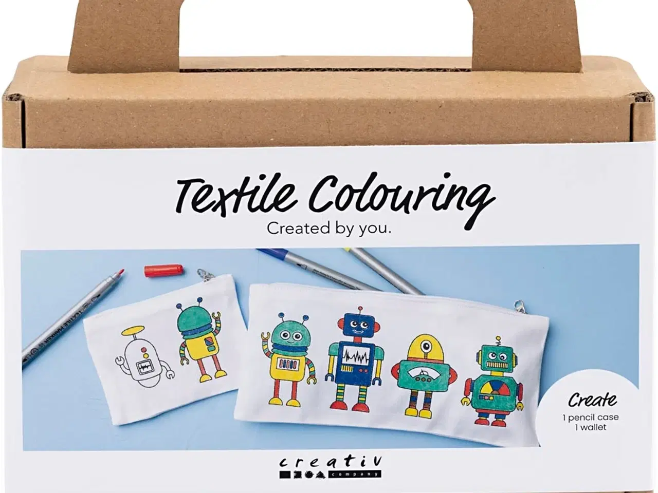 Billede 1 - Mini DIY Kit Tekstilfarvelægning, Robot, primærfarver, 1 pk.