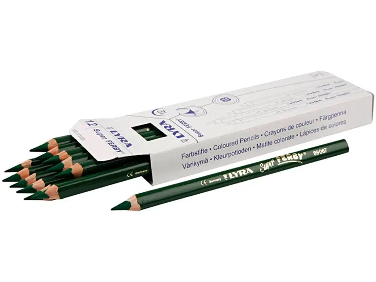 Billede 1 - Super Ferby 1 farveblyanter, L: 18 cm, mine 6,25 mm, grøn, 12stk./ 1 pk.