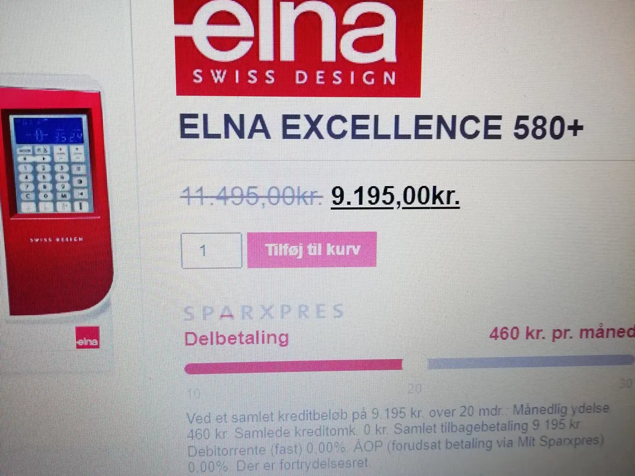 Billede 1 - Symaskine. Elna  Excellence 580+