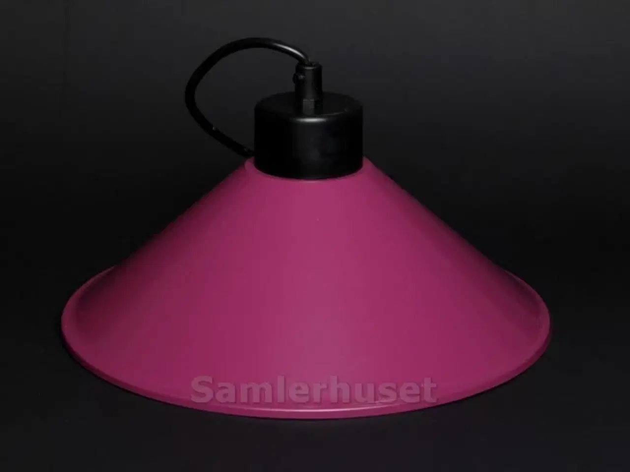 Billede 1 - Retro Lampeskærm med ophæng - Bordeaux - Højde 9,0 cm - Diameter 27,0 cm.