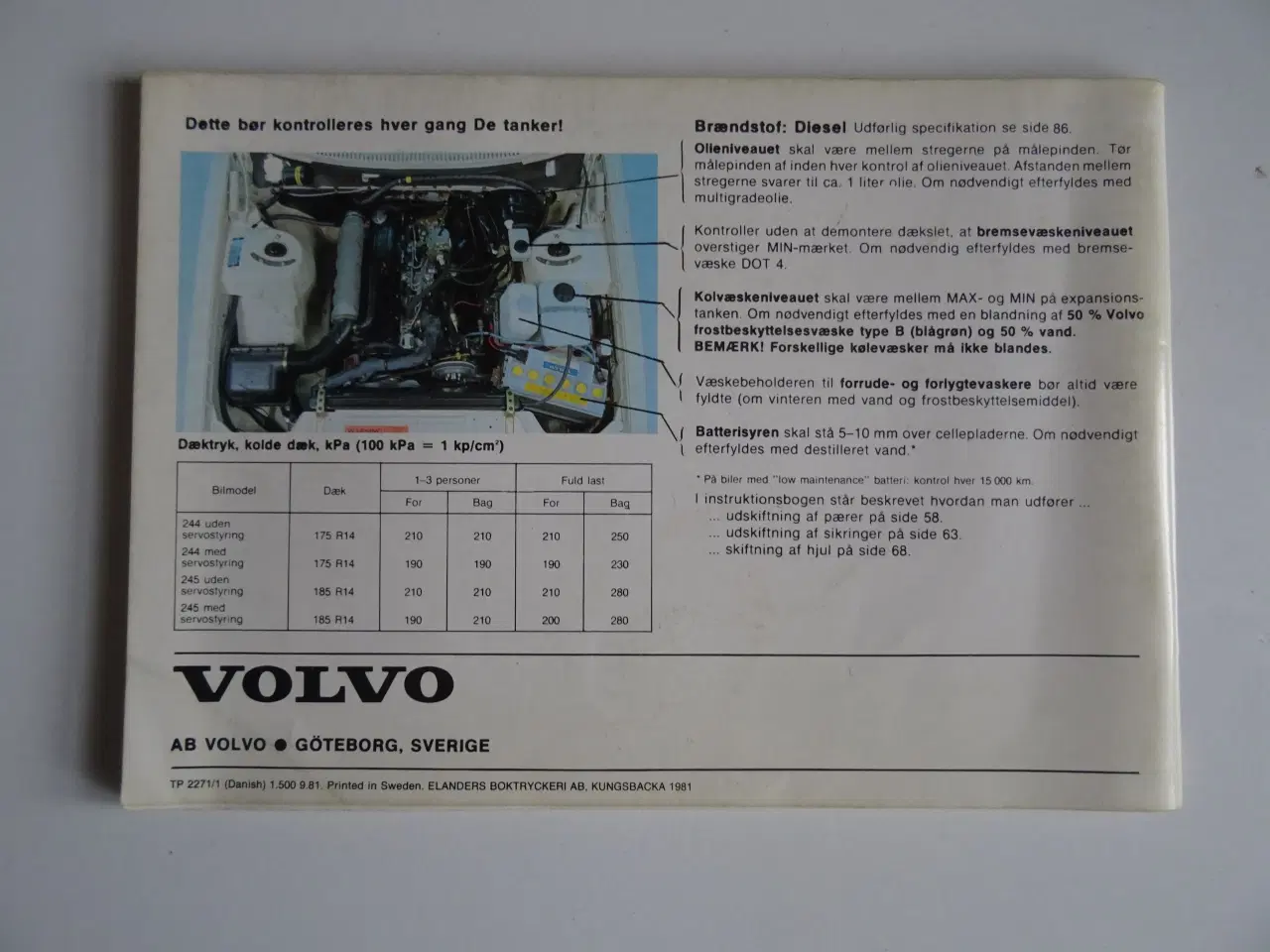 Billede 2 - Volvo 244-245 diesel model 1982 Instruktionsbog