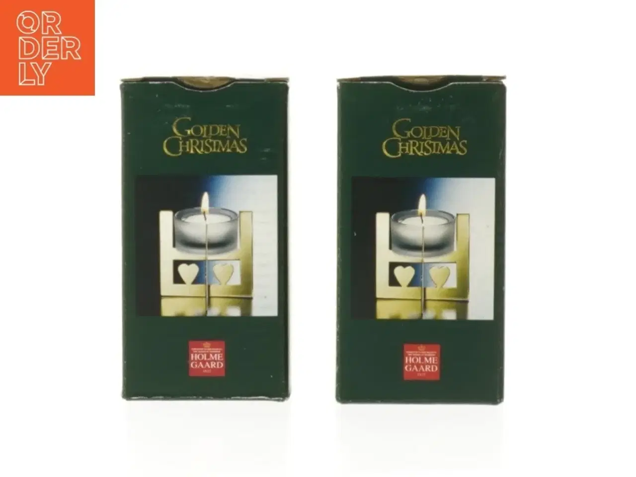 Billede 1 - Holmegaard Golden Christmas Lysestage fra Holmegaard (str. 11 cm. 2 styk)