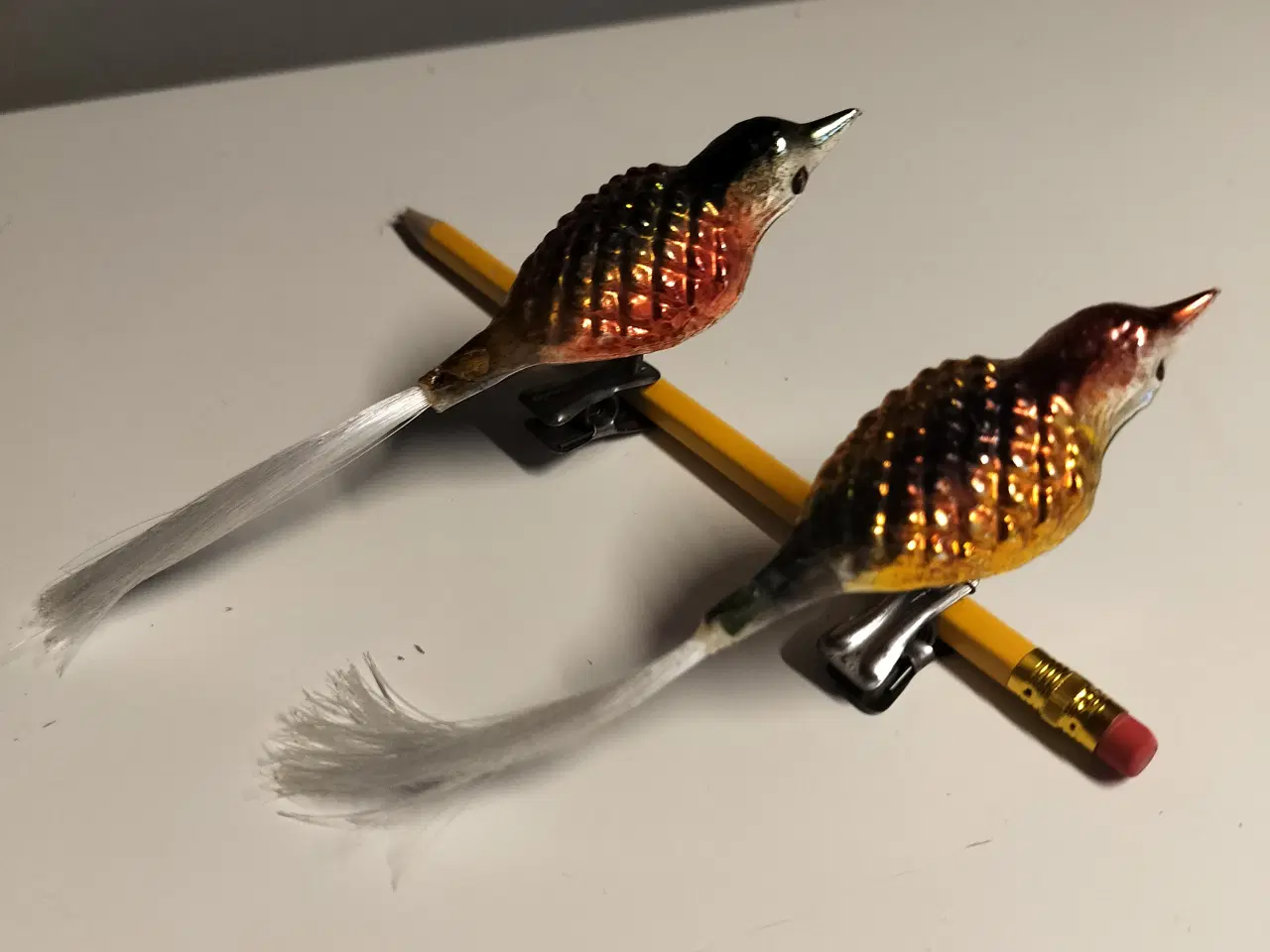 Billede 2 - julepynt gammelt julekugle 2 stk glasfugle