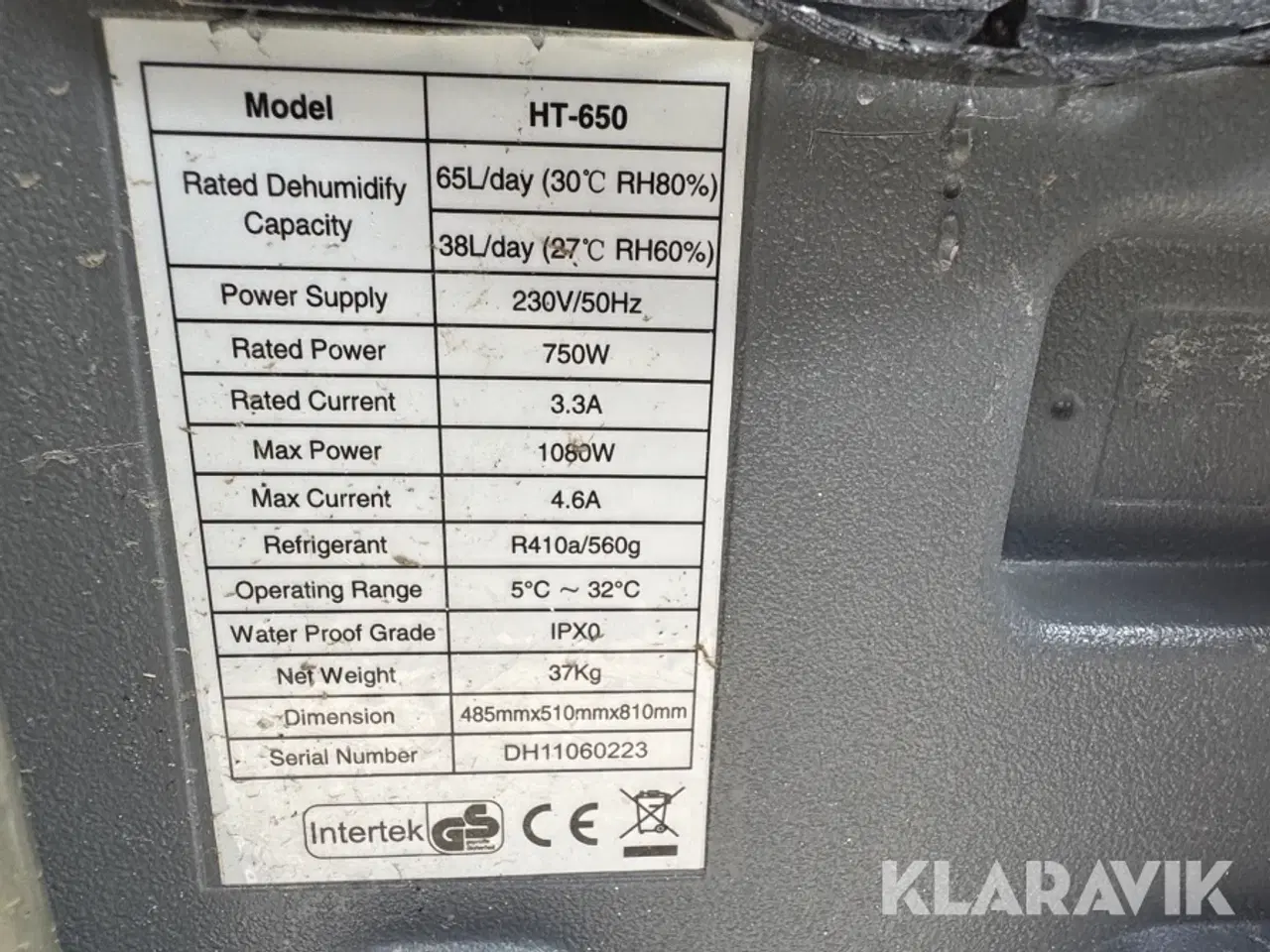 Billede 2 - Affugter Intertek Ht650