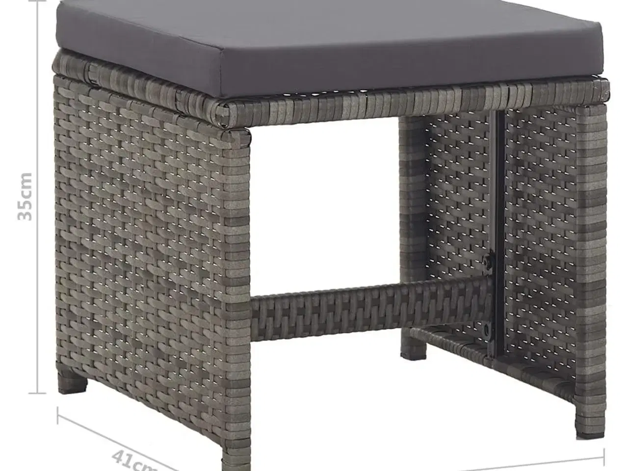 Billede 8 - Havetaburetter 2 stk. med hynder polyrattan antracitgrå