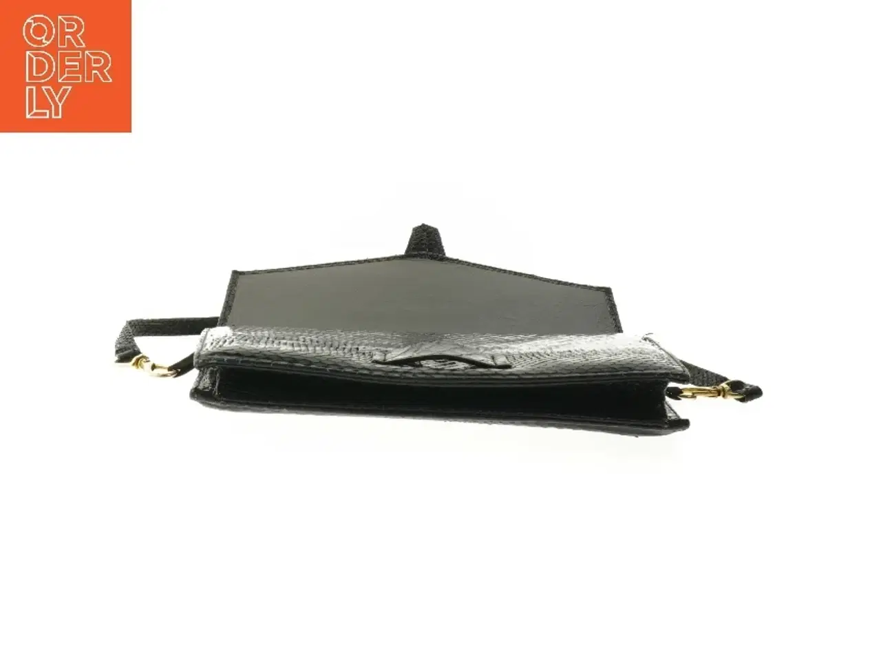 Billede 7 - Sort slangeskindstaske/clutch (str. 25 x 16,5 cm)