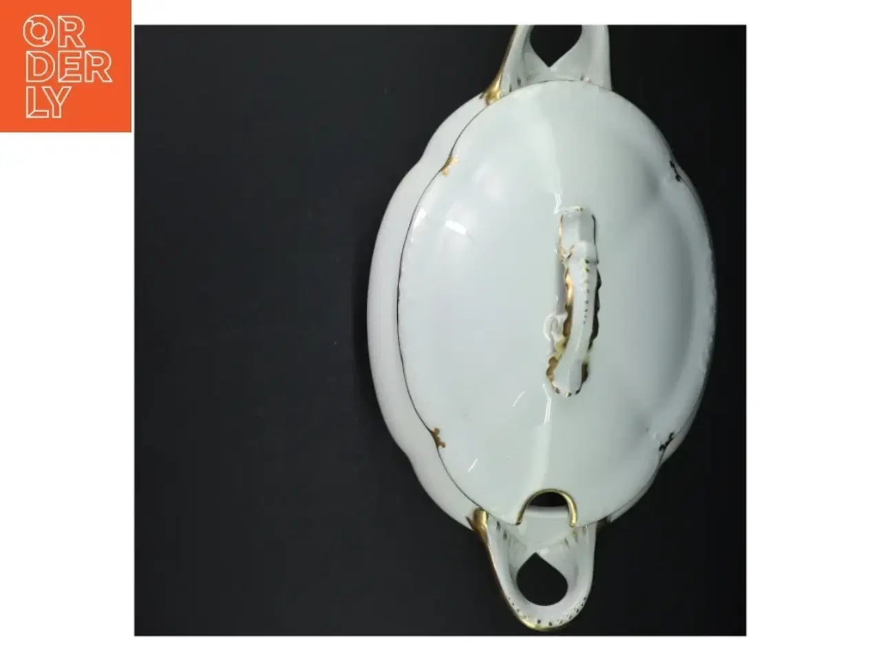 Billede 5 - Porcelænssuppeterin med guldkant