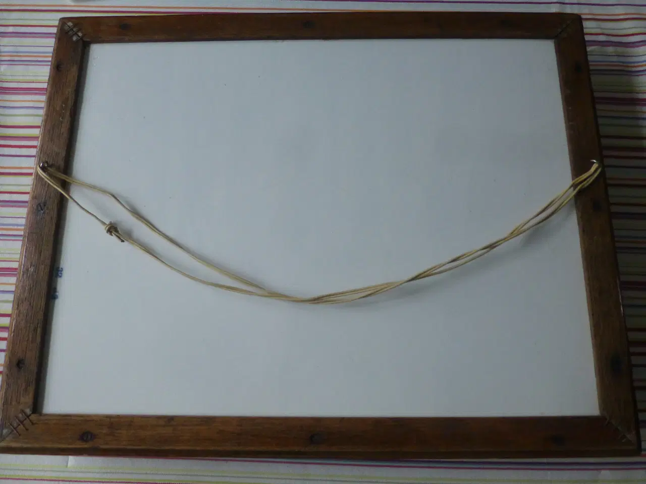 Billede 4 - Musselmalet Porcelæn Bakke M/Træramme 47,5+37 Cm