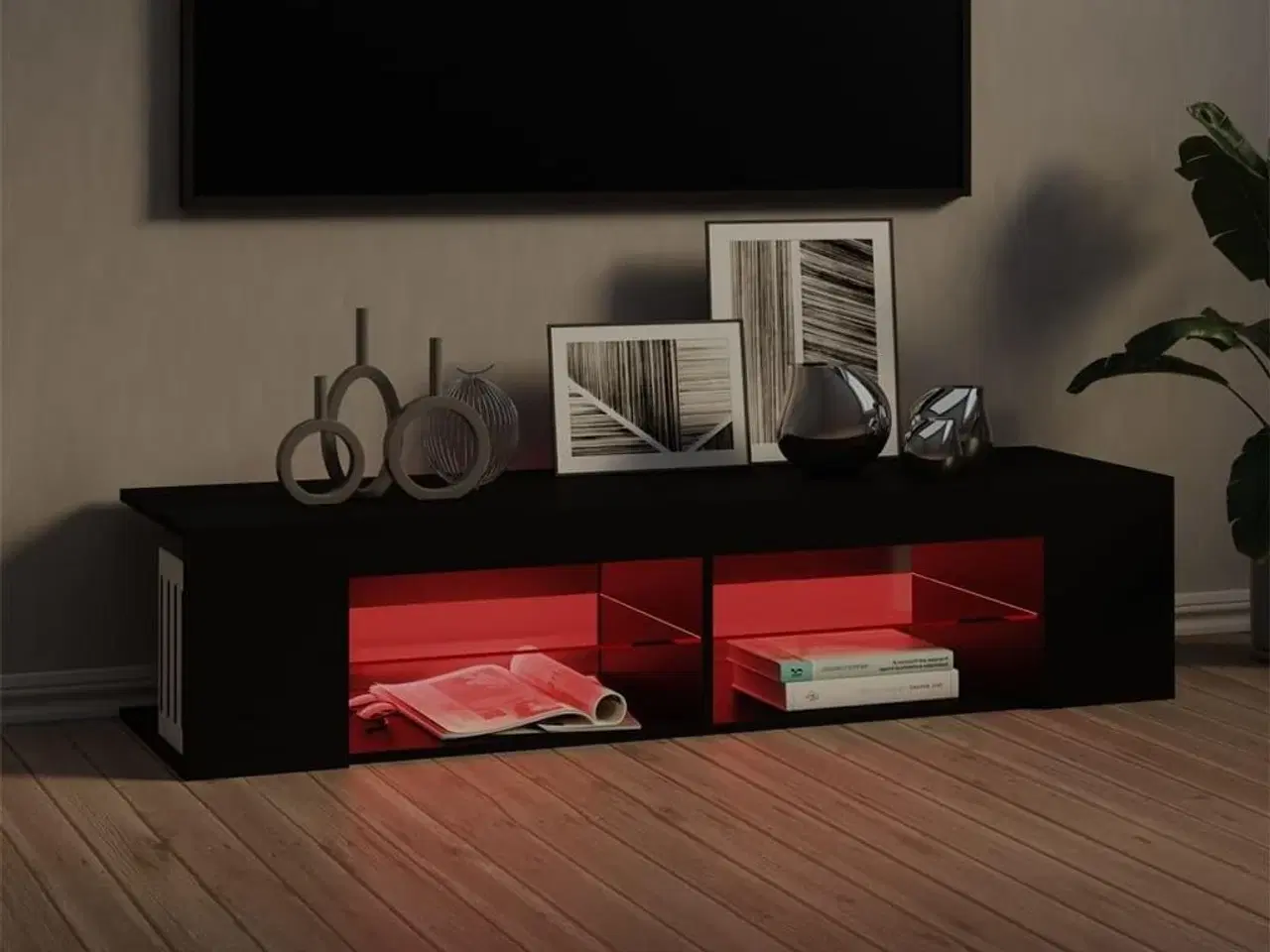 Billede 5 - Tv-skab med LED-lys 135x39x30 cm sort