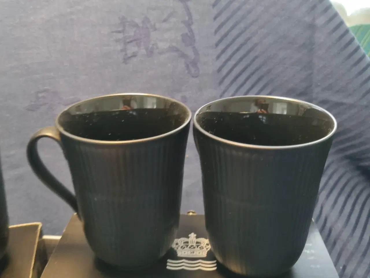 Billede 3 - Royal Copenhagen, Sort Riflet tekande og krus
