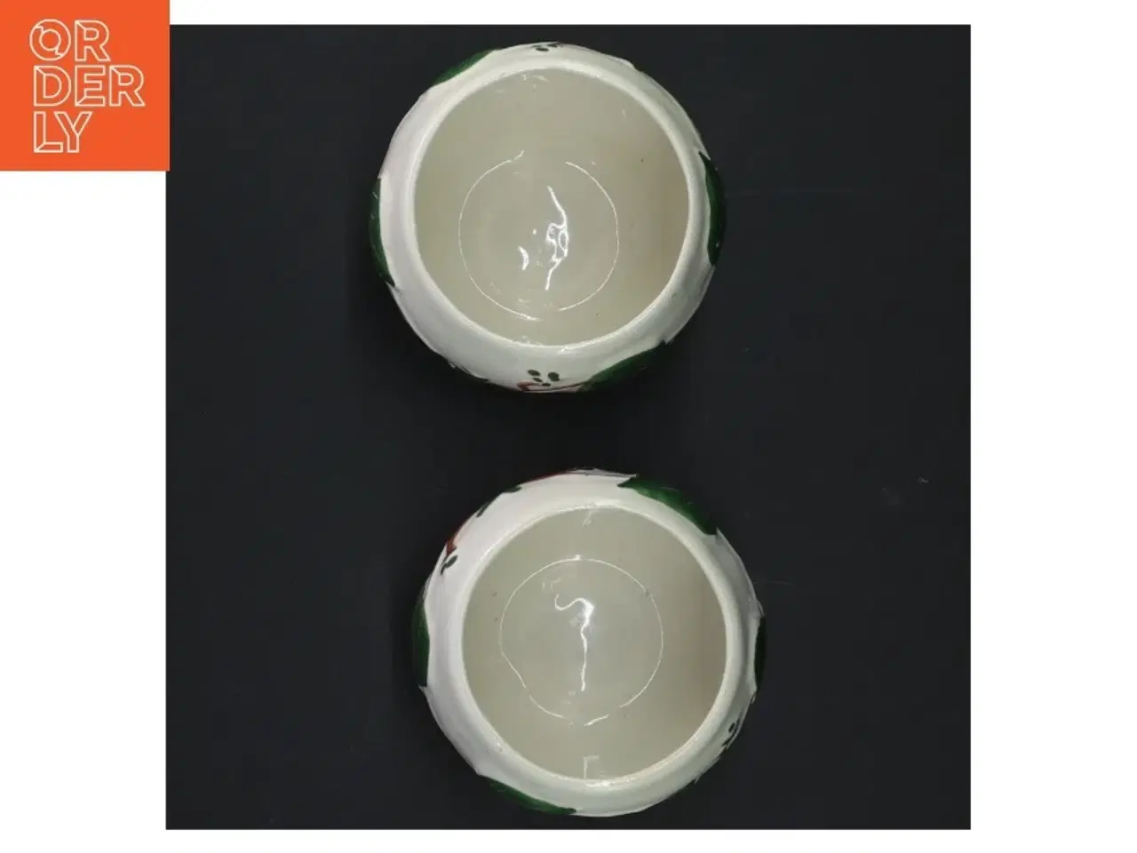 Billede 4 - Keramikvaser med bladmotiver (str. H. 7 cm ø. 9 cm)