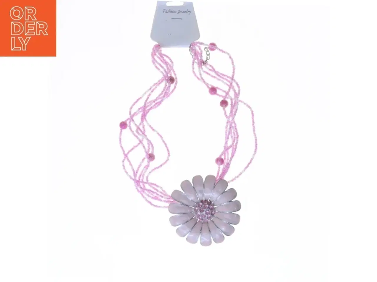 Billede 1 - Pink blomsterhalskæde fra Fashion Jewelry (str. 40 cm)