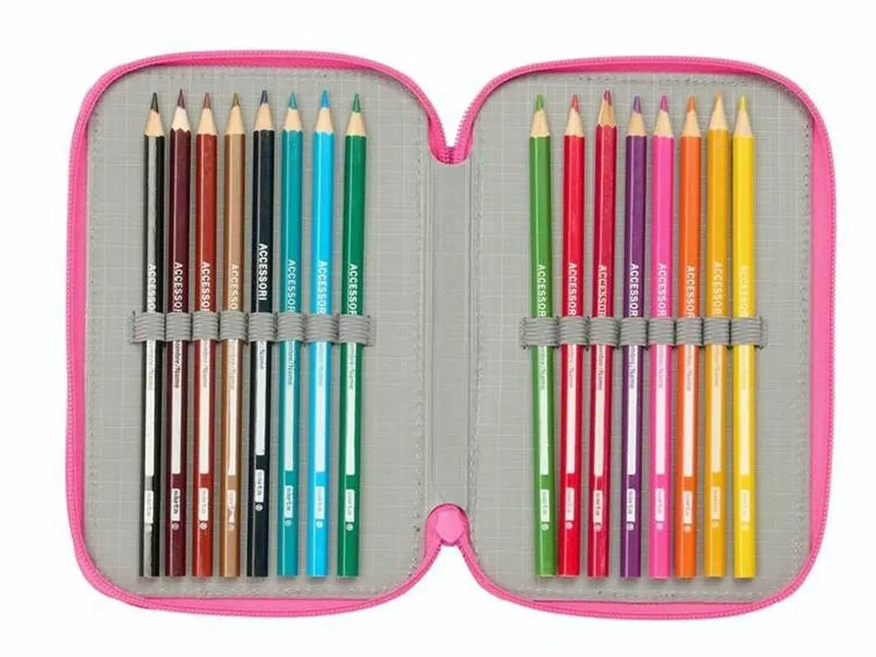 Billede 4 - Penalhus tredobbelt Kuromi - sort/fuchsia, 12,5 × 19,5 × 5,5 cm, 37 dele