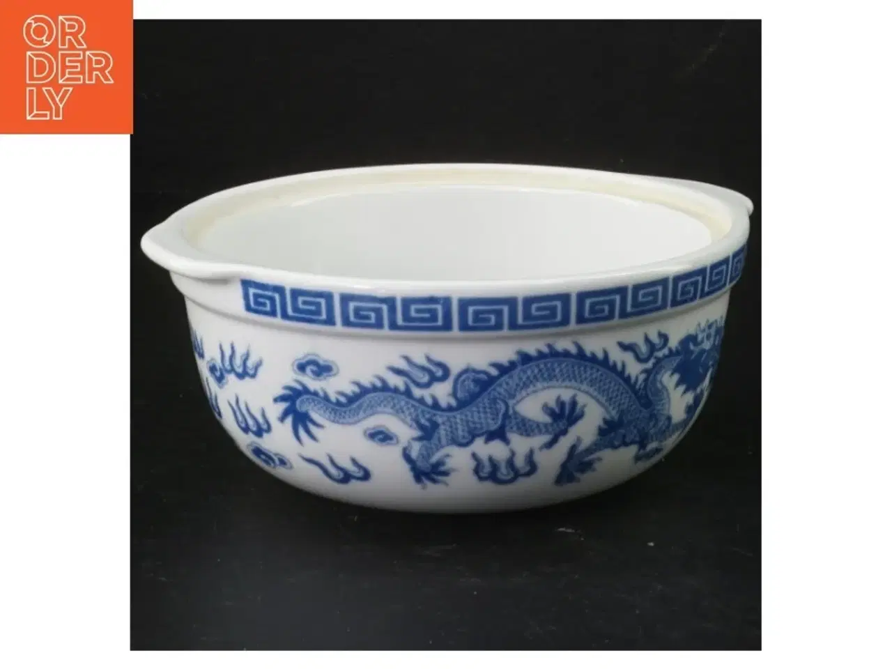Billede 1 - Blå-hvid porcelænsskål med dragemotiv