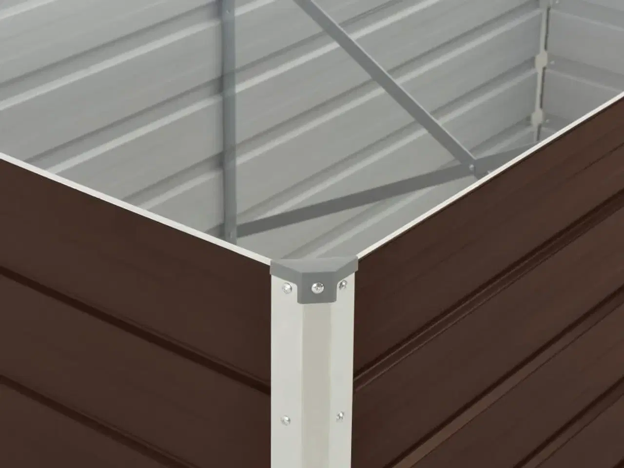 Billede 3 - Hævet plantekasse 160 x 80 x 45 cm galvaniseret stål brun