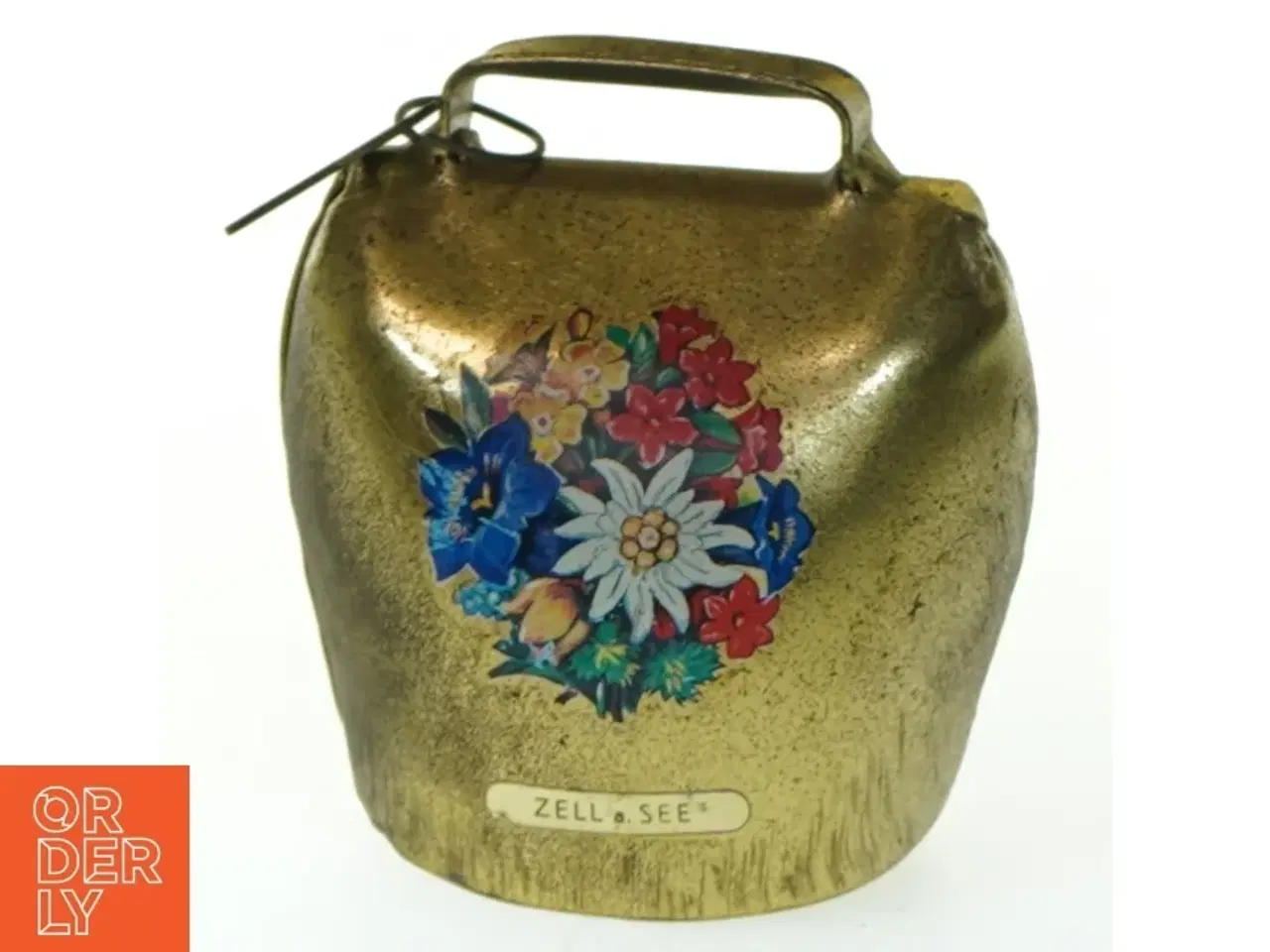 Billede 1 - Retro messing sparebøsse med blomster (str. 10 cm)