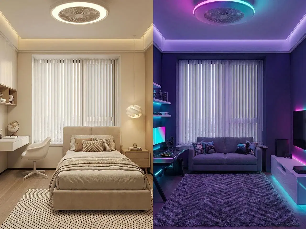 Billede 10 - Nexory loftventilator med skjulte blade og RGB LED - fjernbetjent, hvid, Ø 50 cm