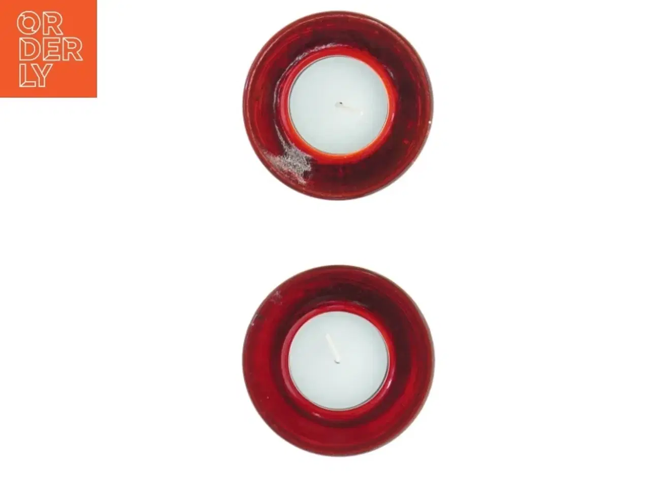 Billede 2 - Røde glaslysestager (str. Diameter 7,5 cm h, 3 cm)