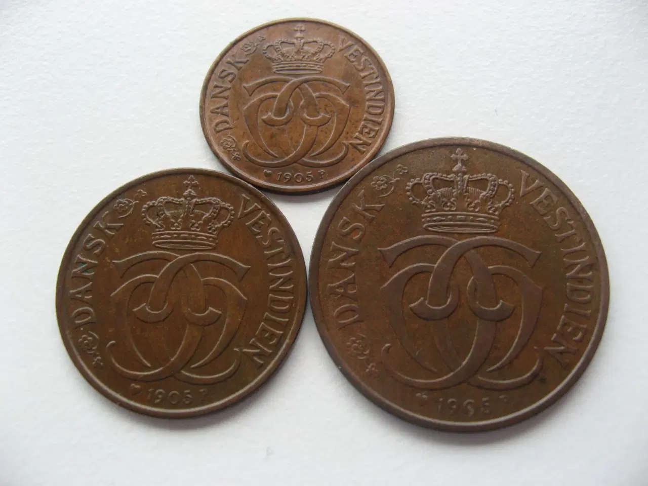 Billede 1 - DVI Flotte 1/2, 1, 2 Cents 1905