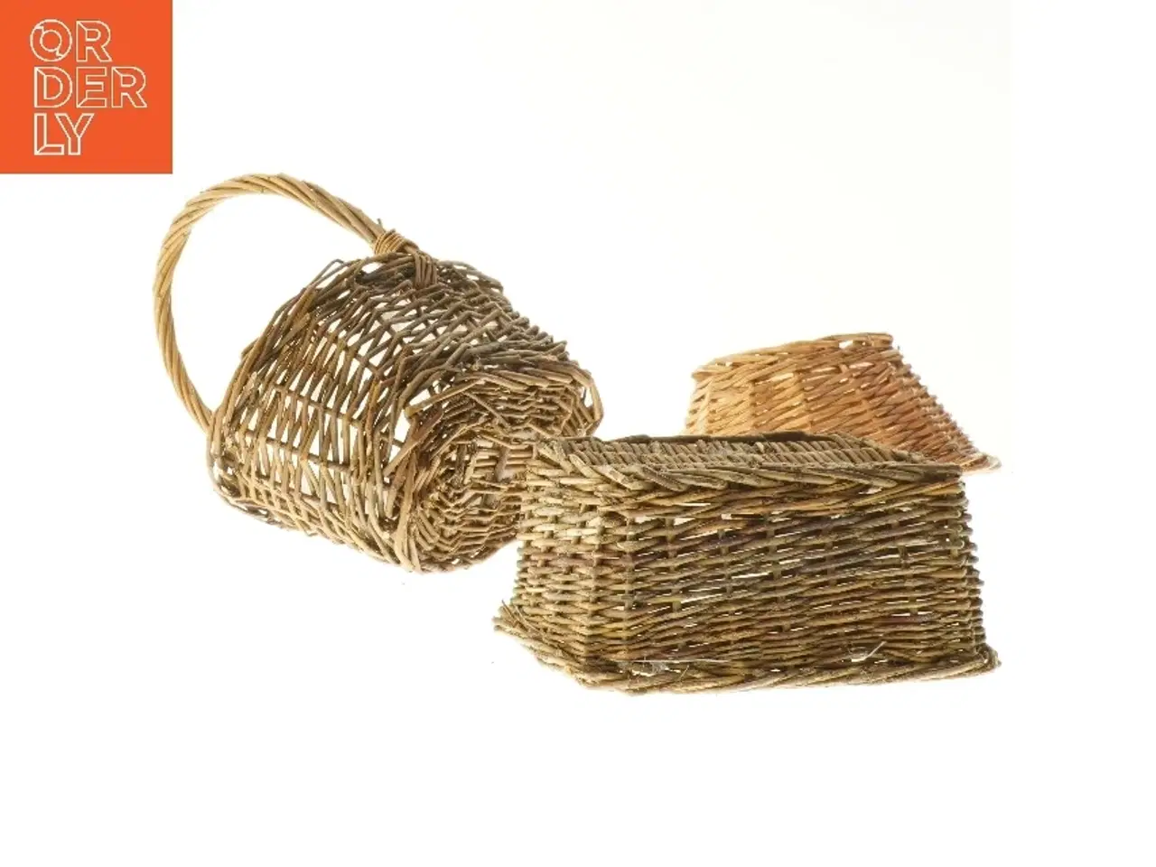 Billede 3 - 3 Flettede kurve med håndtag (str. 8x15x9 cm)