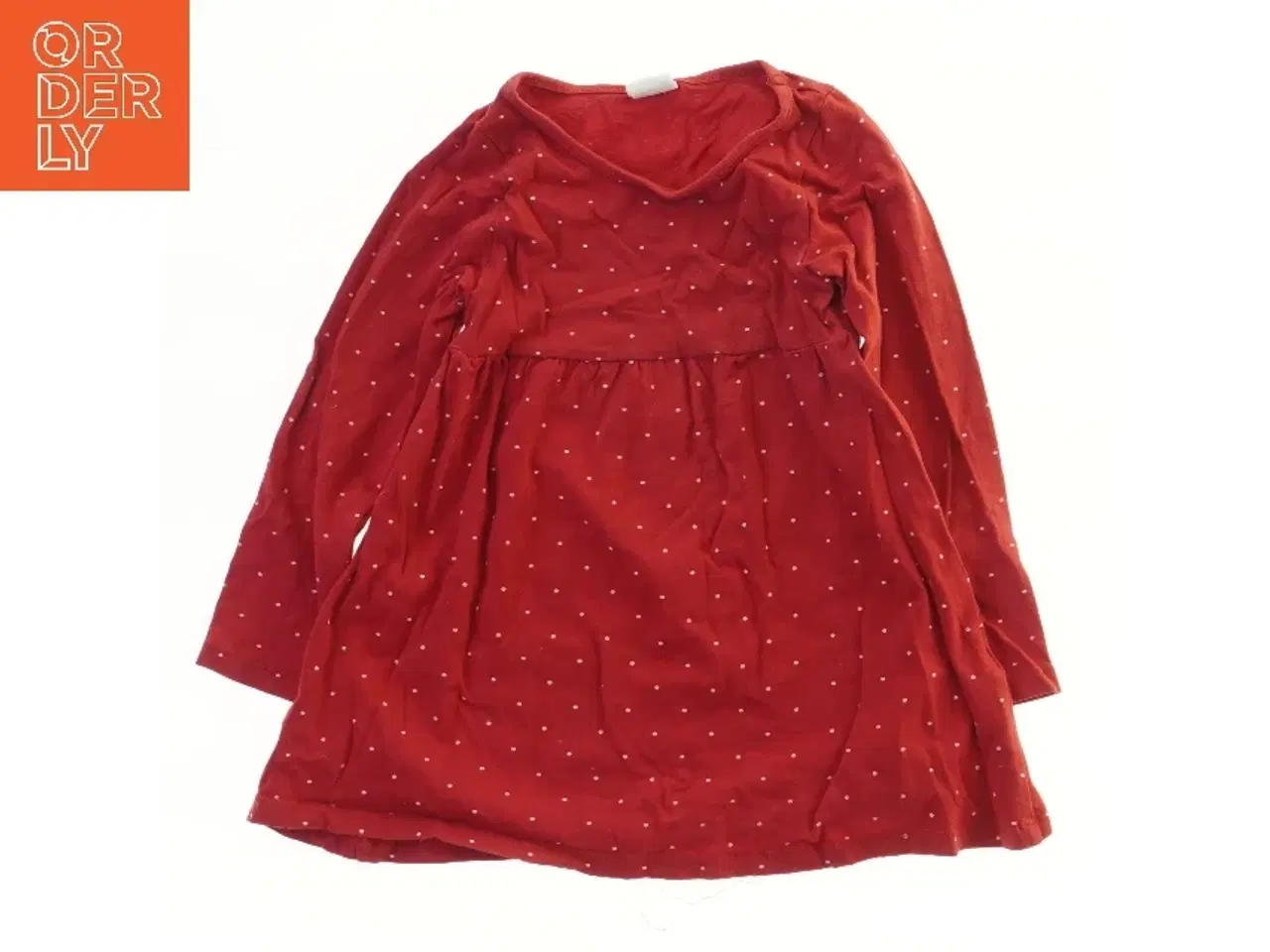 Billede 1 - Langærmet rød kjole med prikker fra H&M (str. 92)