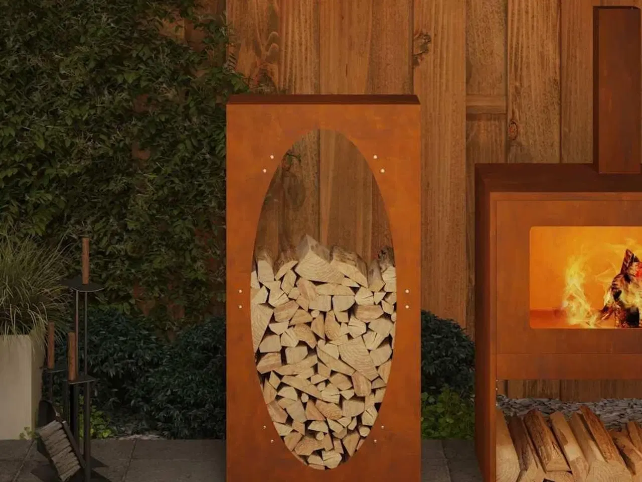 Billede 3 - Brændestativ 50x23x100 cm forvitringsstål