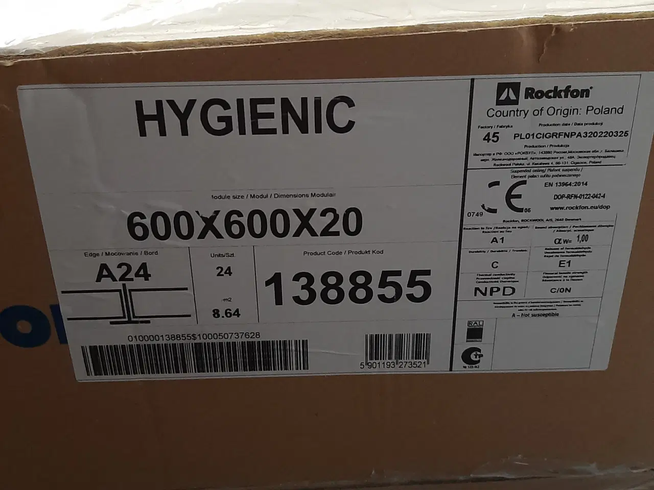 Billede 3 - Rockfon hygienic a24 akustikloft 600x600x20mm