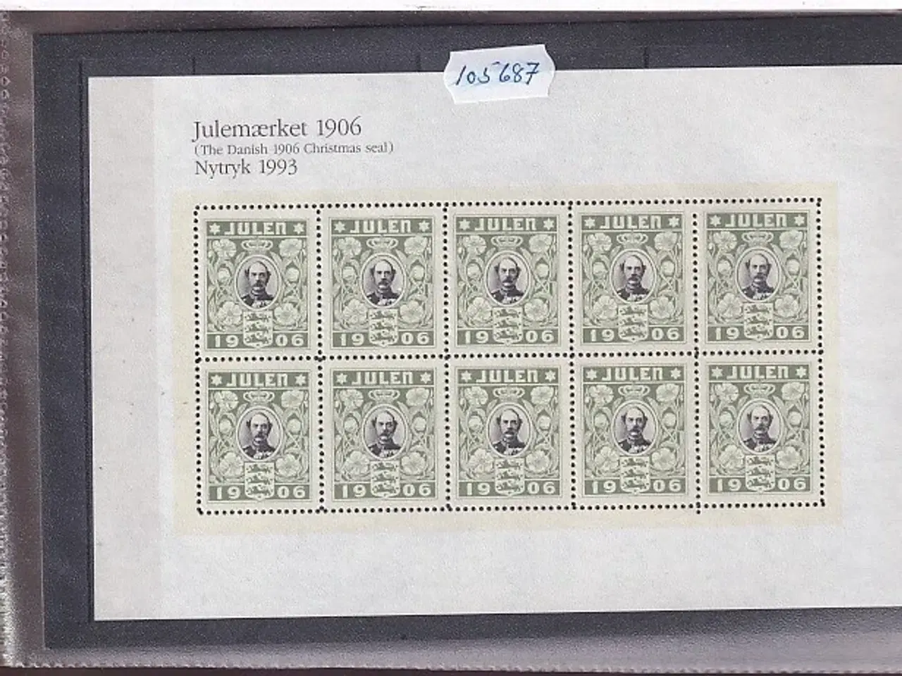 Billede 1 - Danmark julemærkeark nytryk 1906/93 - POSTFRISK