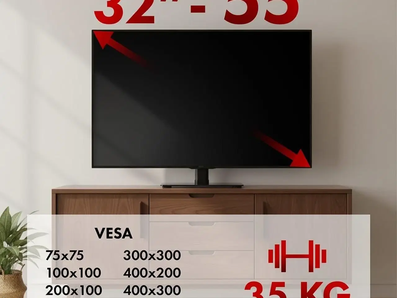 Billede 4 - TV bordstander Maclean MC-132 – drejbar 32–55", VESA 75x75–400x400, max 35 kg