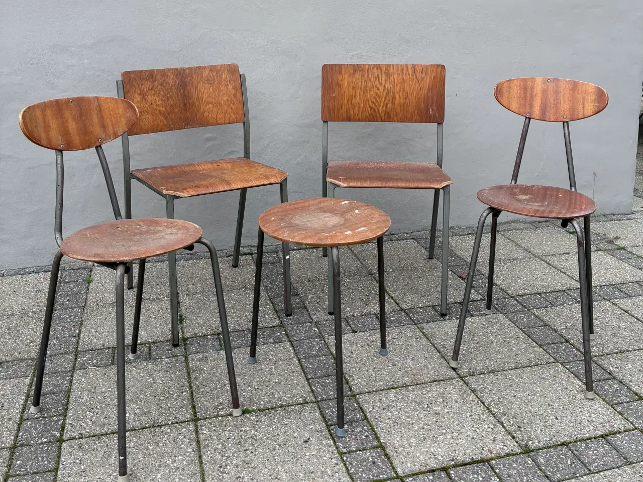 Billede 3 - 5 stole teak / metal fra 60-70’erne