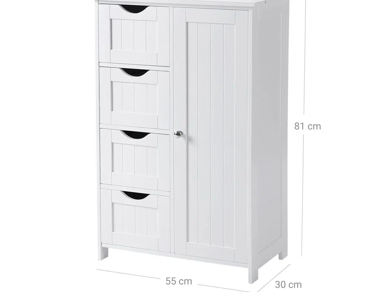 Billede 7 - Opbevaringsskab til badeværelse – VASAGLE, hvid, 4 skuffer, enkeltlåge og justerbar hylde (LHC41W)