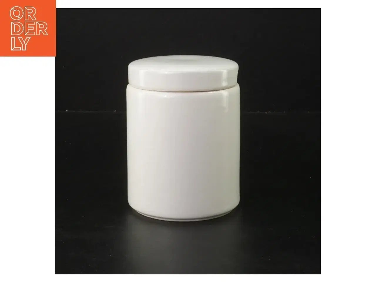 Billede 1 - Hvid porcelænskrukke med låg fra Arabia (str. Ø 7,5 cm højde 11,5 cm)