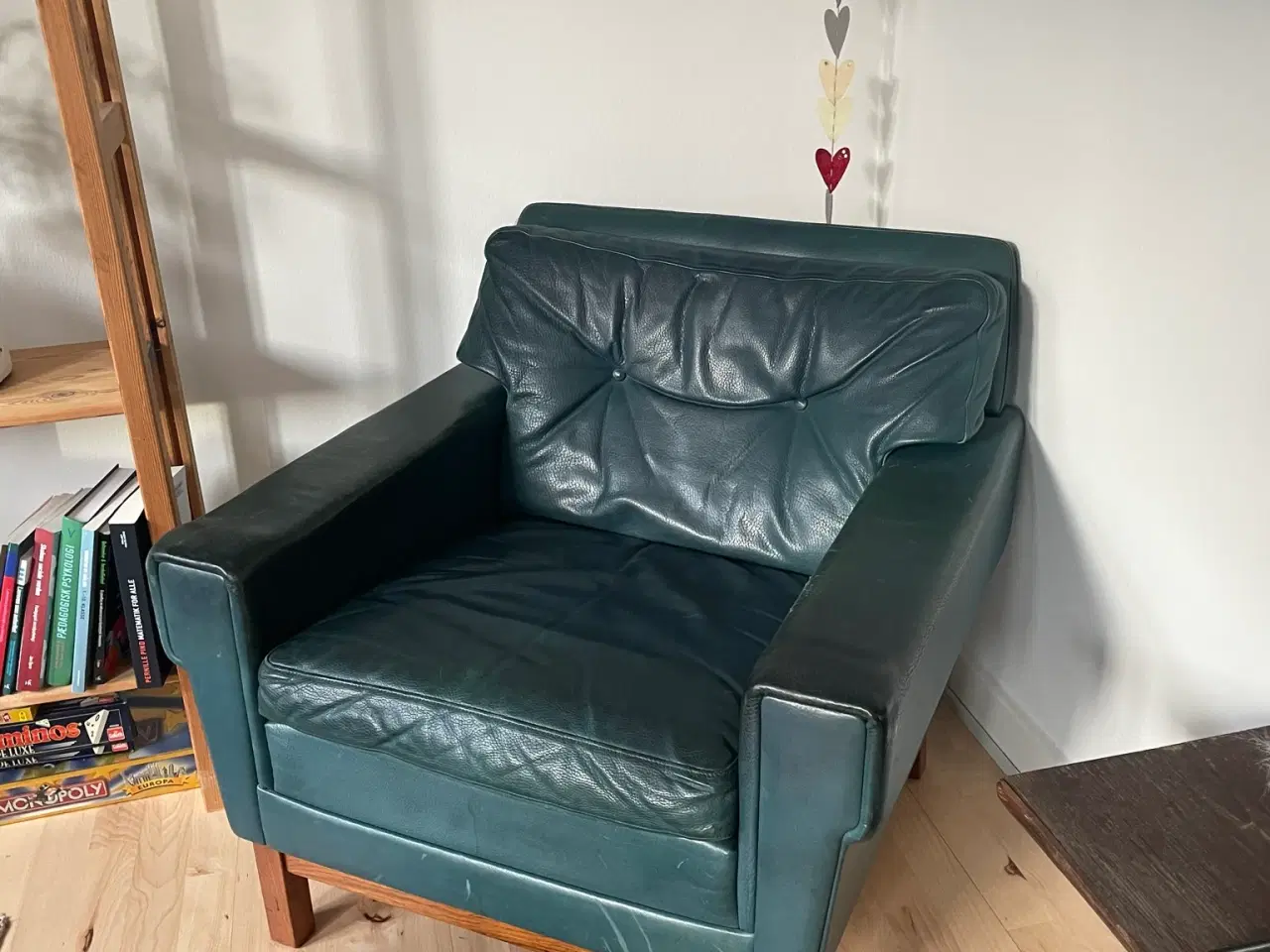 Billede 3 - Retro lædersofa og stol i petroleumsblå