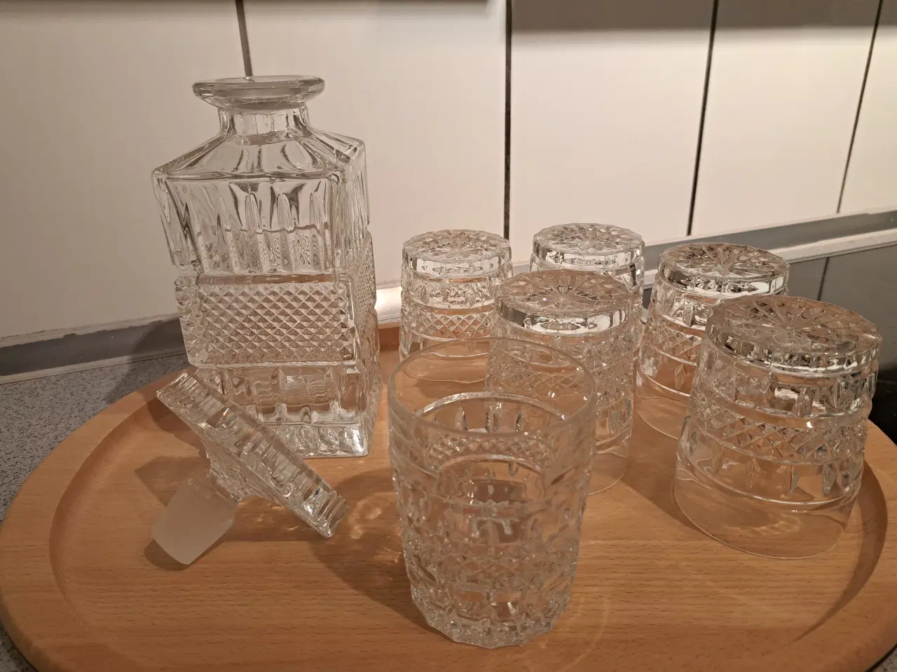 Billede 1 - Krystal karaffel med 6 glas