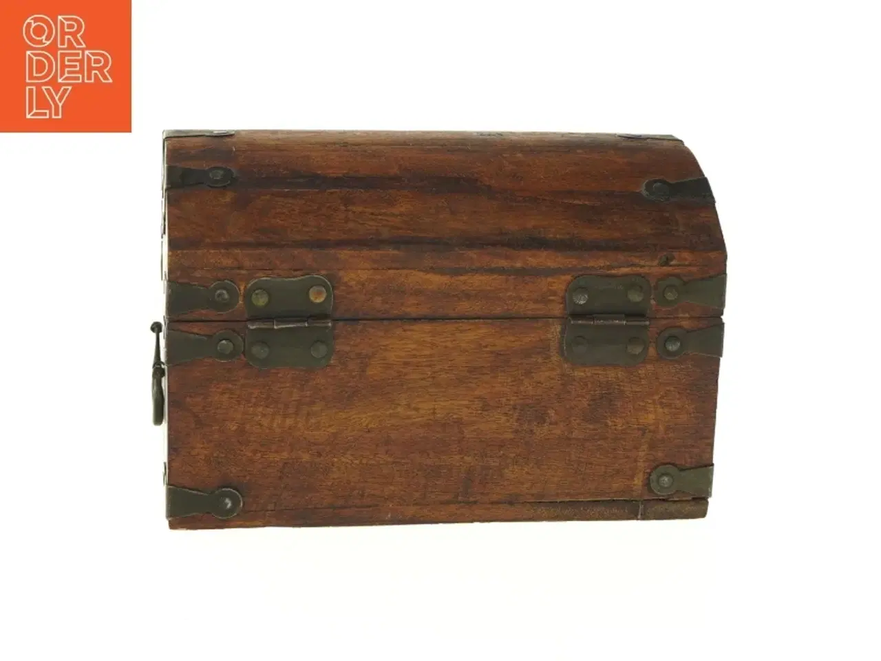 Billede 5 - Træ kiste med metalbeslag (str. 30,5x20x19,5 cm)