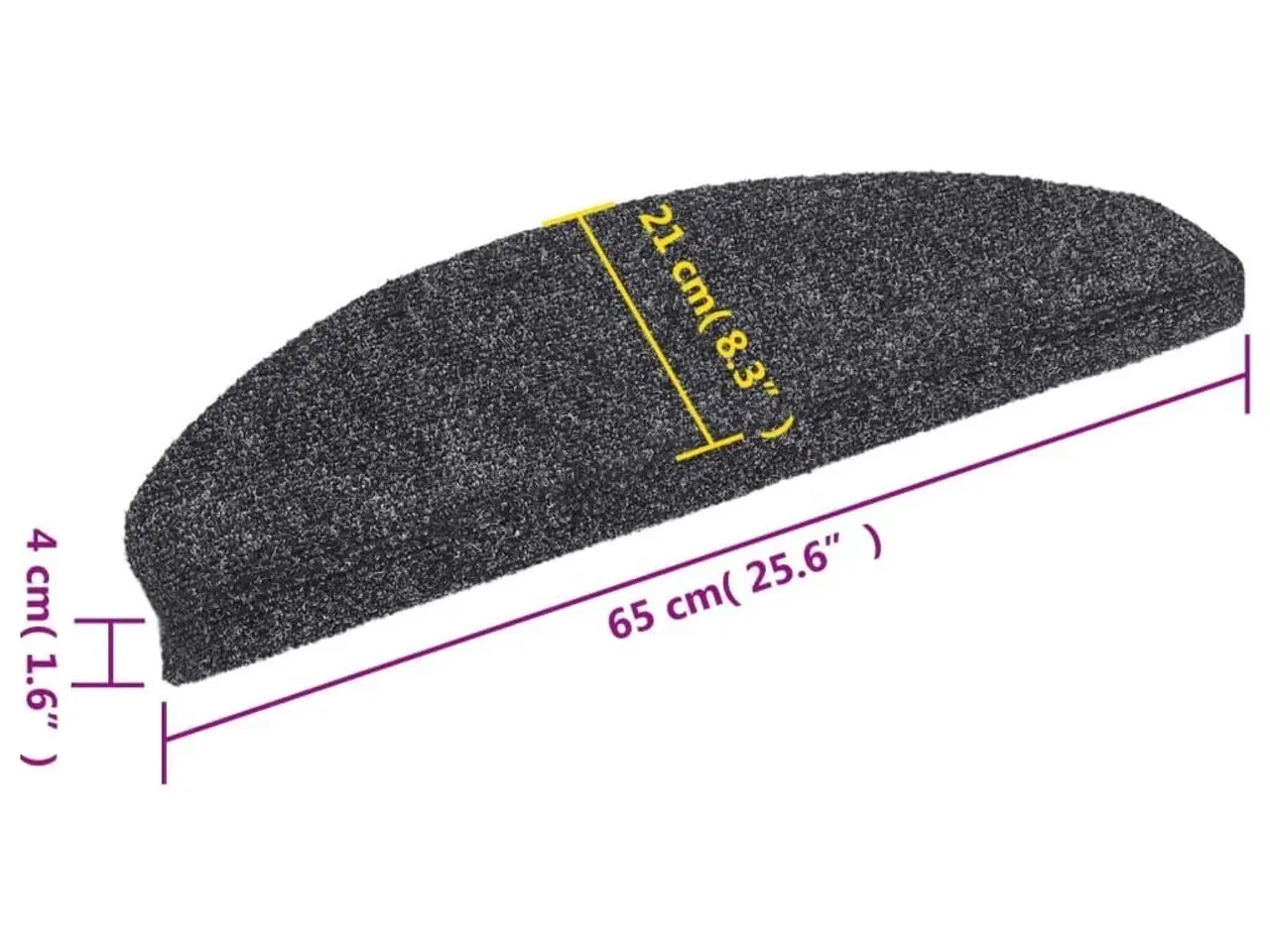 Billede 8 - Trappemåtter selvklæbende 15 stk. 65x21x4 cm mørkegrå halvrunde store