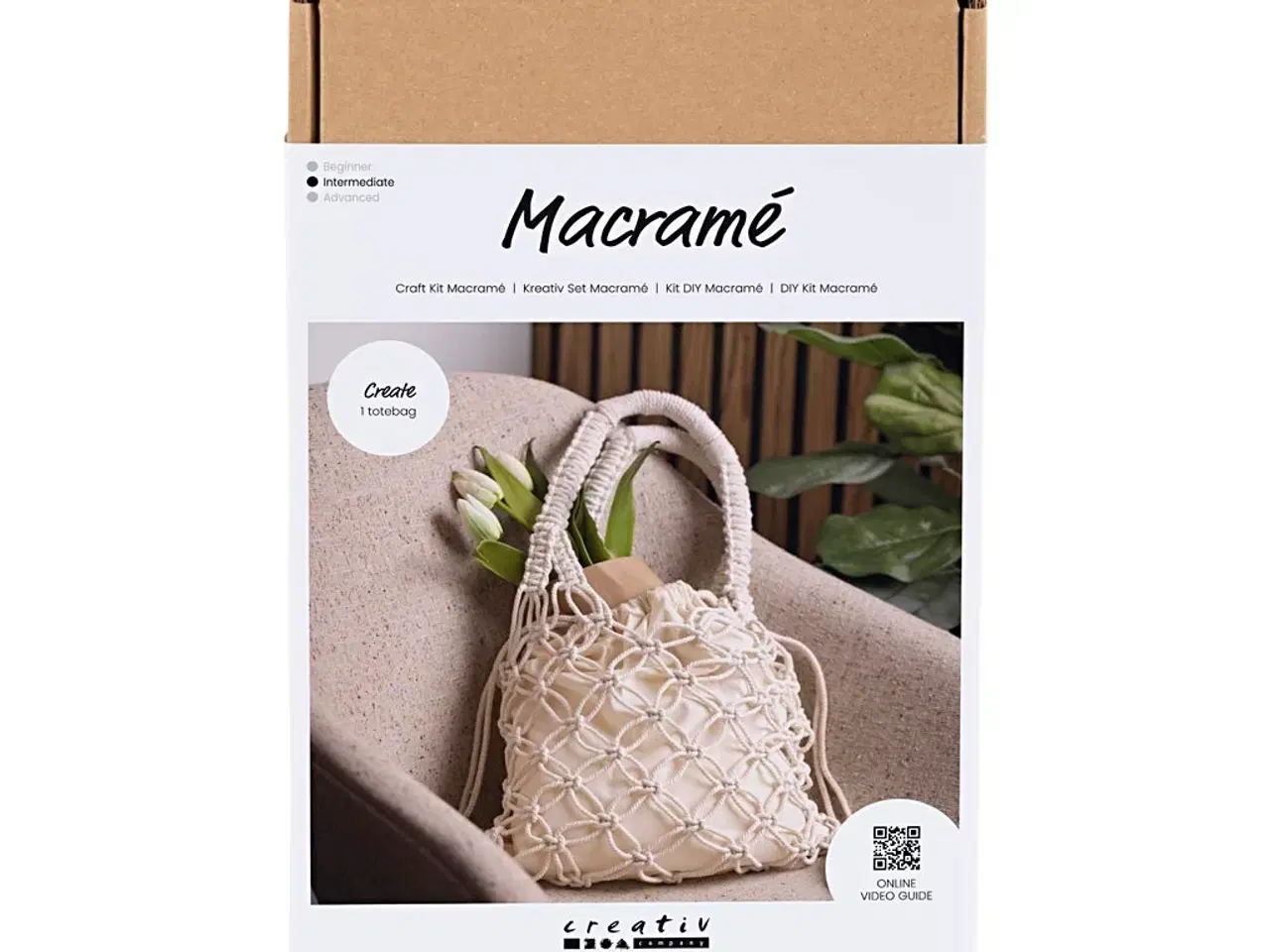 Billede 1 - DIY Macramé Taske Kit - Hvid, Alt Inkluderet