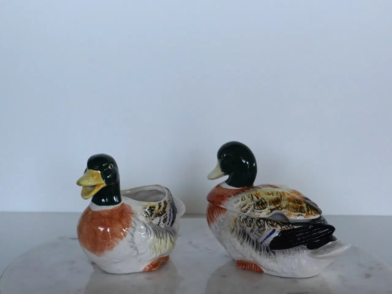 Billede 1 - Vintage ænder - sukkerskål og flødekande