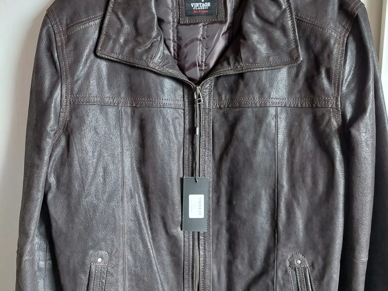 Billede 1 - Vintage Skindjakke Mørk Brun Ny str xl . M /Foer 