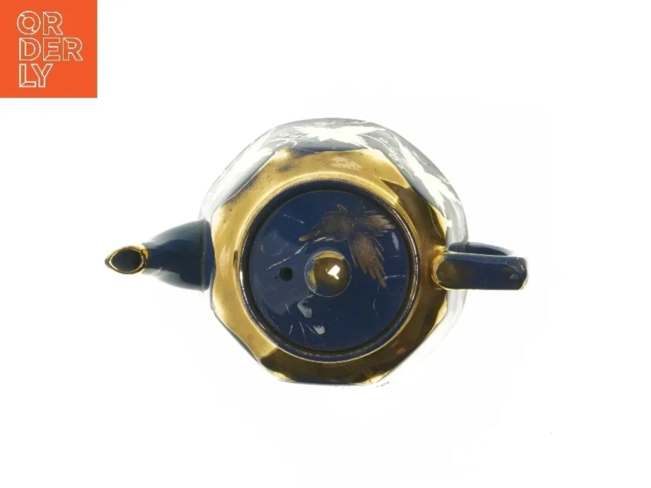 Billede 5 - Blå tekande med gulddekorationer (str. 20 cm)