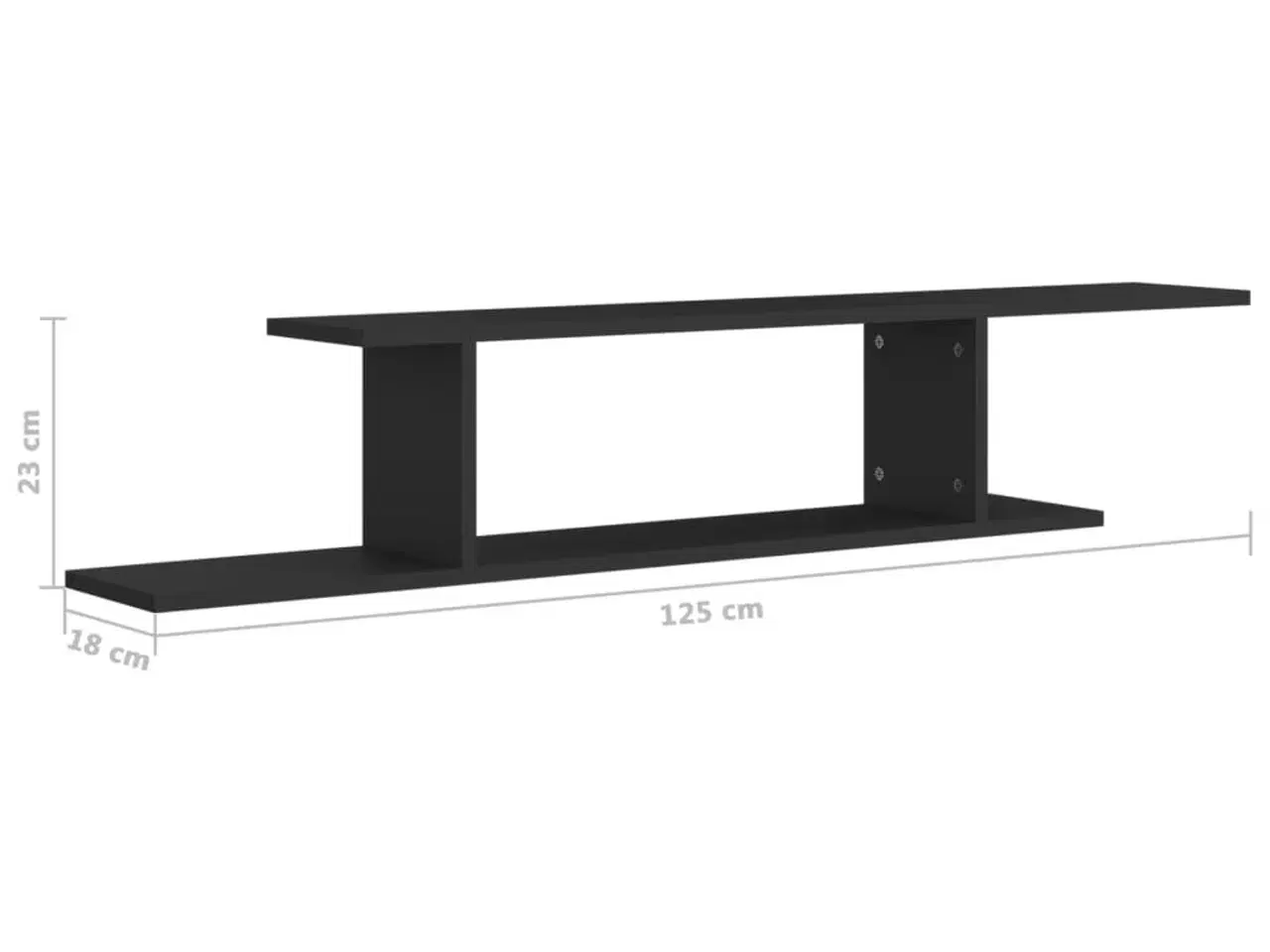 Billede 7 - Væghængt tv-hylde 125x18x23 cm konstrueret træ sort